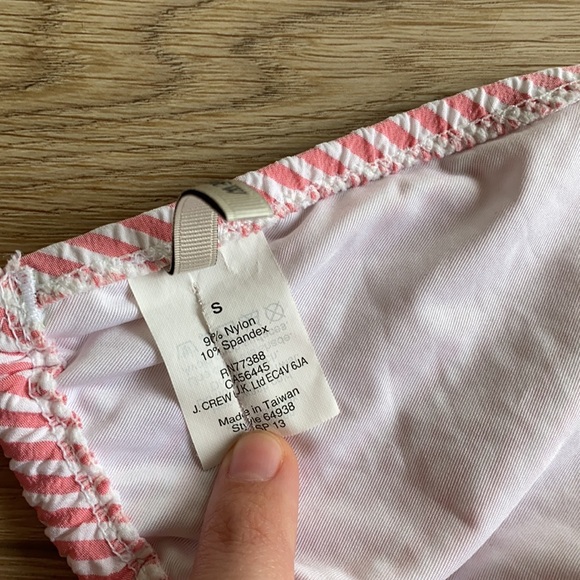 J. Crew Triangle Bikini Seersucker Pink White S - Picture 6 of 6